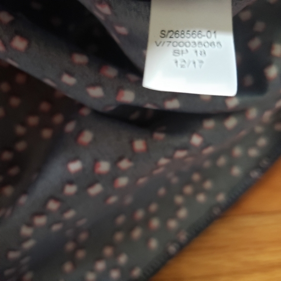 NWOT Banana Republic Navy Printed Long Sleeve w/ ruffle key hole back of Dress - Picture 5 of 10